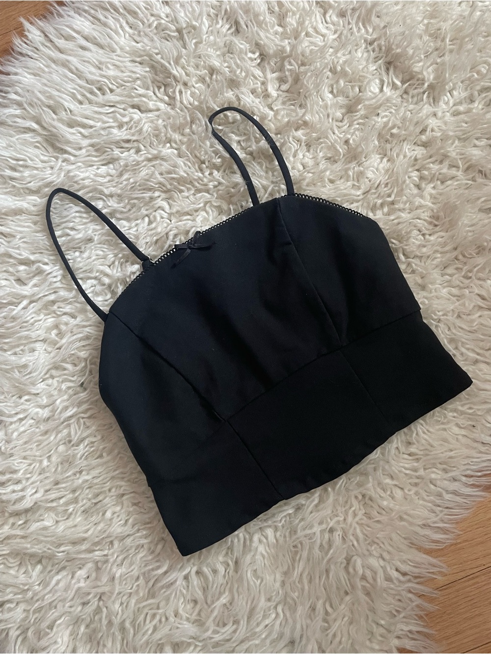 wild fable Black Cropped Spaghetti-Strap Cami